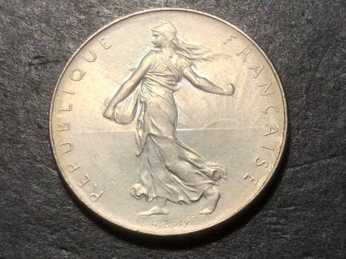 1973 French 1 Franc coin - AU+/UNC