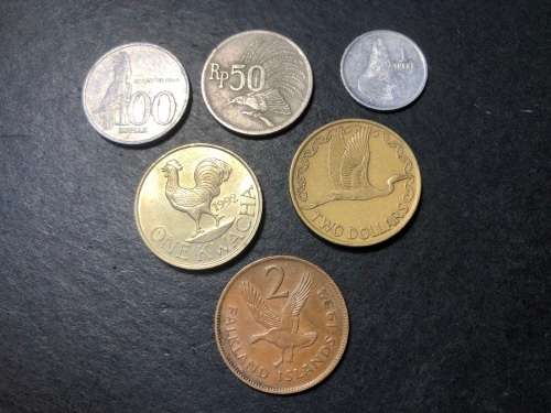 Thematic collection of coins with a BIRD design - price is for all 6 coins in the collection