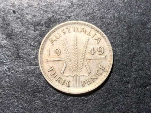 1949 Silver Australian three pence coin