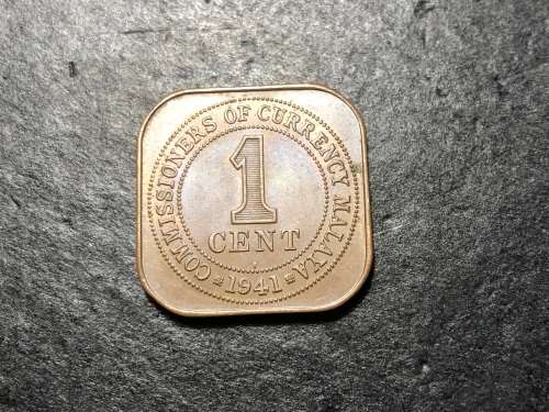 Superb 1941 UNC/AU+ Malayan 1 cent coin - As per photo