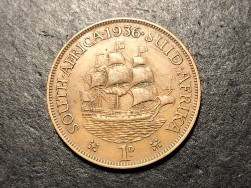Excellent 1936 SA 1 penny coin - CV in EF  R500 - #2