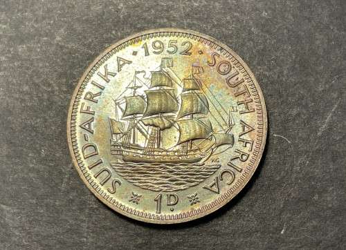 Excellent Proof 1952 SA Union 1 penny coin