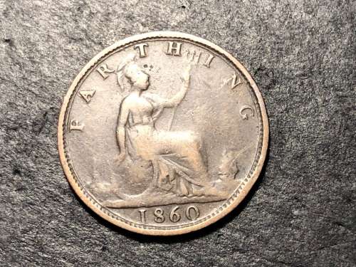 Nice 1860 British Quarter penny (1/4 d or Farthing) copper coin