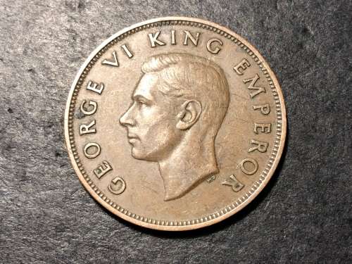 1945 New Zealand Bronze 1 penny coin