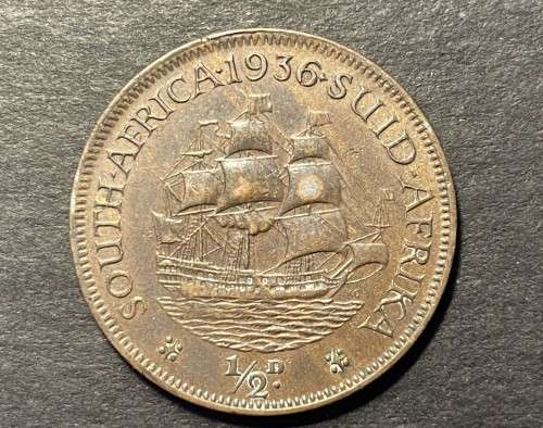 Nice 1936 SA Union 1/2 penny coin