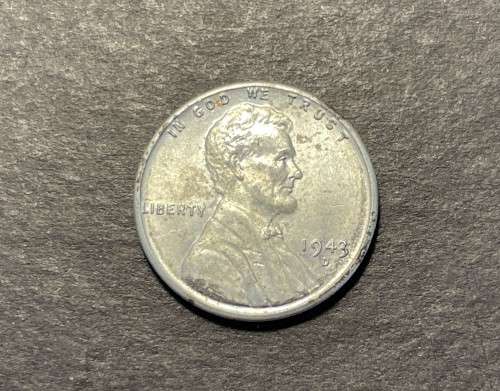 Brilliant a/UNC 1943 USA steel `Wheat penny` 1 cent coin