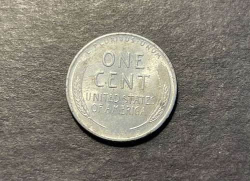 Brilliant a/UNC 1943 USA steel `Wheat penny` 1 cent coin