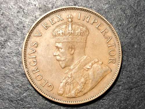 1935 King George V South African 1 penny bronze coin - lot 1 of 3