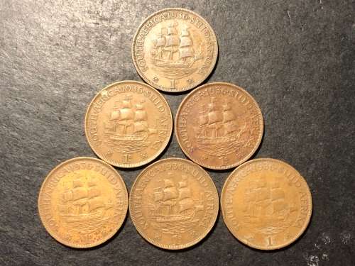 1936 King George V South African 1 penny bronze coin - 6x available - lot 3 of 3