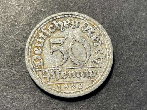 Nice 1922 A 50 Pfennig Aluminium coin from Germany