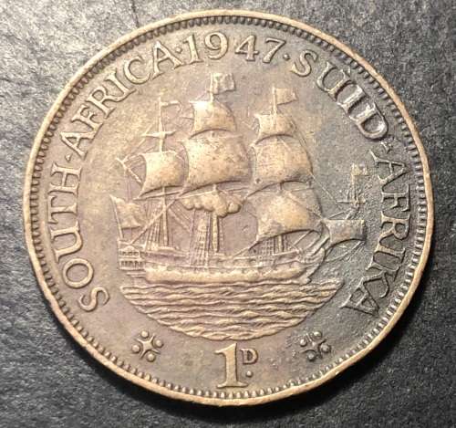 1947 King George VI South African 1 penny bronze coin - 1x Available - lot 1 of 1