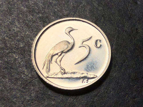 Brilliant Proof 1971 RSA 5 Cent coin