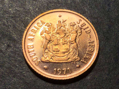 Brilliant Proof 1971 RSA 2 Cent coin