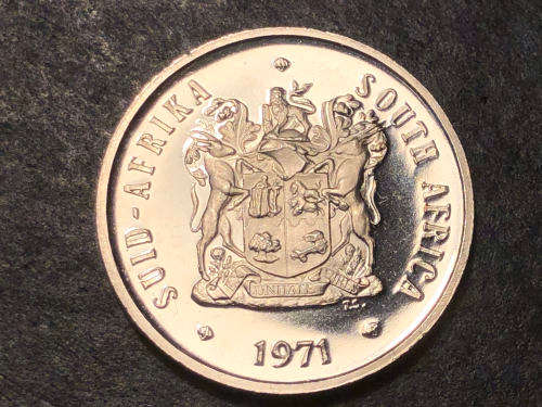 Brilliant Proof 1971 RSA 20 Cent coin