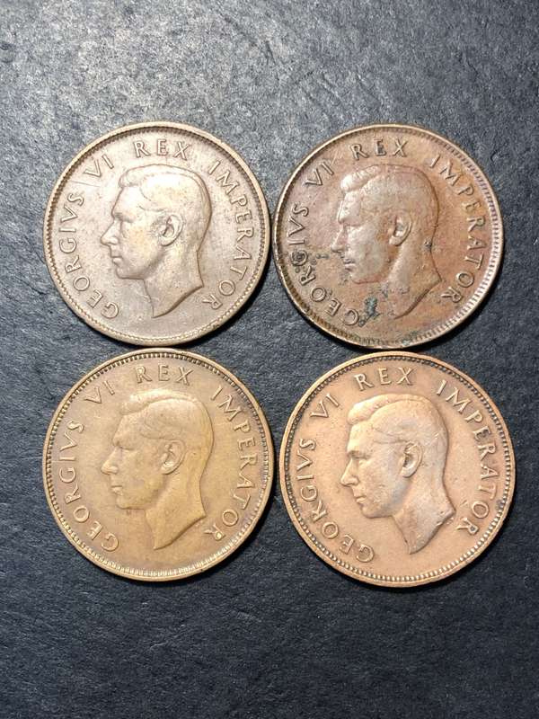 1938 King George VI South African 1/2 penny bronze coin - 3 Available - Lot 1 of 1