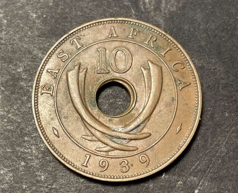Excellent 1939 10 Cent coin from East Africa