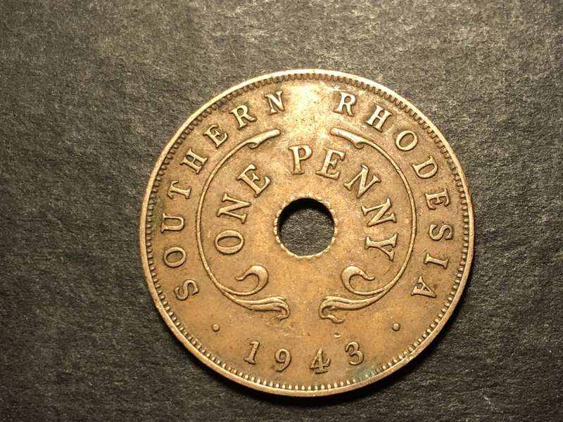 Nice 1943 1 Penny coin from Southern Rhodesia