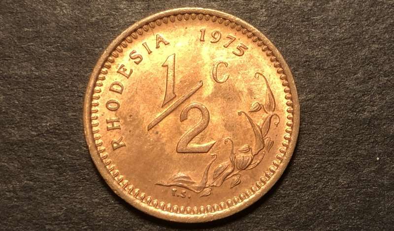 Excellent 1975 Rhodesian 1/2 cent coin