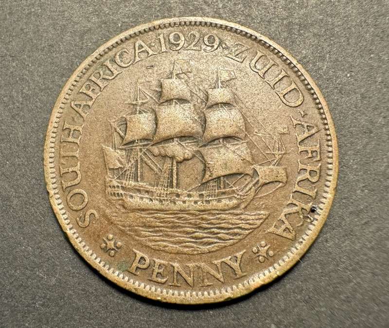 1929 SA Union 1 penny coin