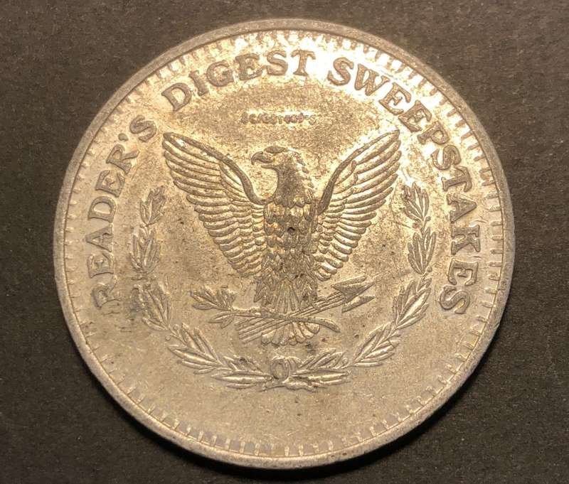 Rare Reader`s Digest Sweepstakes token/medallion - Herns #1220b