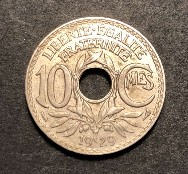 Excellent 1929 10 Centimes coin from France