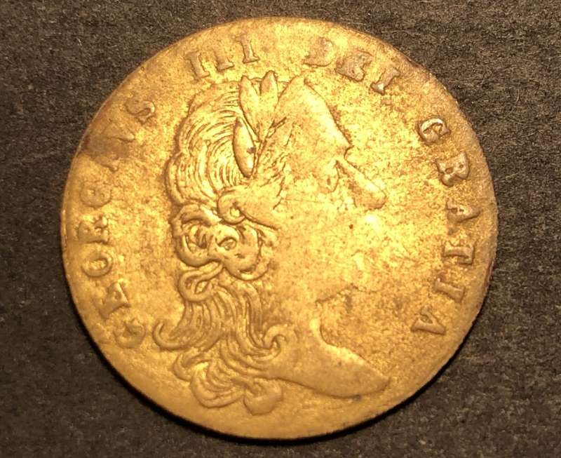 Old 1701 dated 1/2 guinea gambling token coin