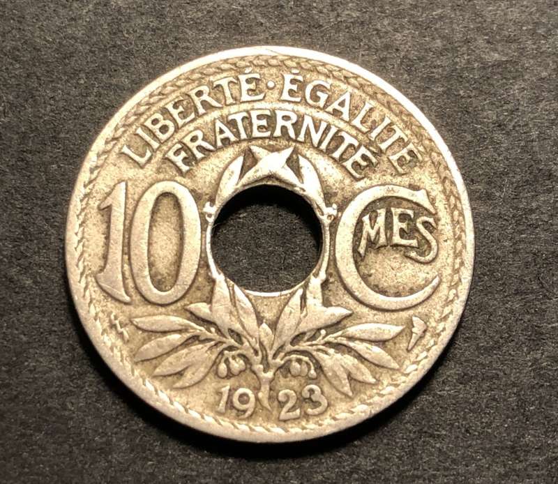 1923 10 Centimes coin from France