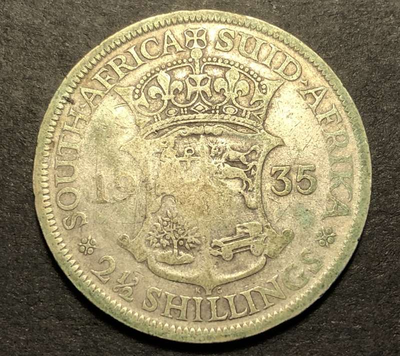 Scarce 1935 SA Union 2 ½ shillings (half crown) silver coin