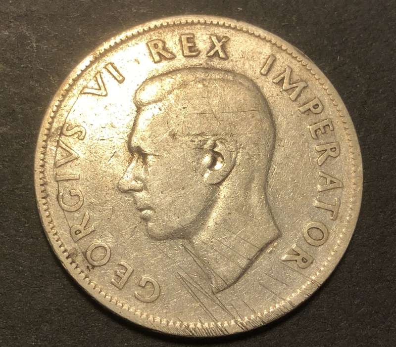 1943 SA Union 2 ½ shillings (half crown) silver coin