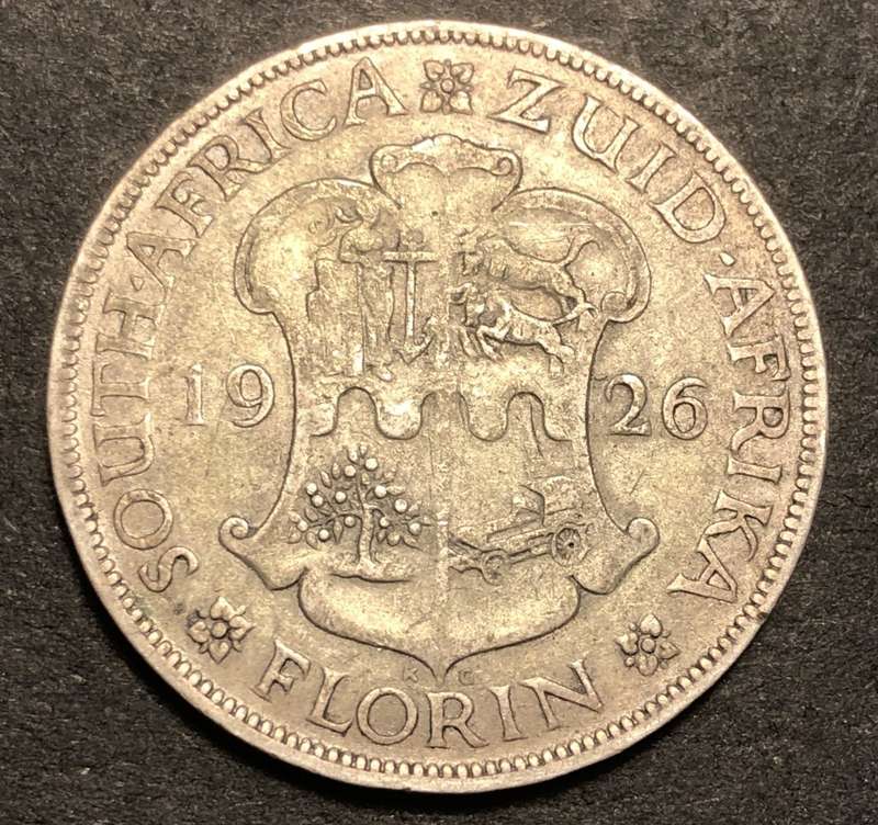 Scarce 1926 SA Union 2 shilling (florin) silver coin