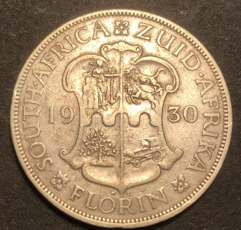 Scarce 1930 SA Union 2 shilling (florin) silver coin