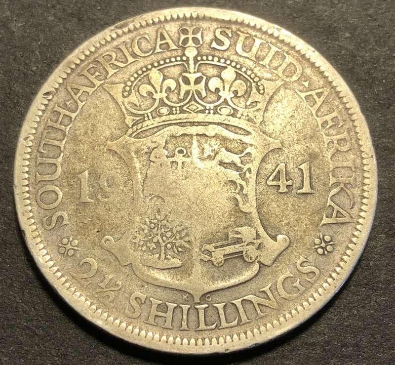 1941 SA Union 2 ½ shillings (half crown) silver coin