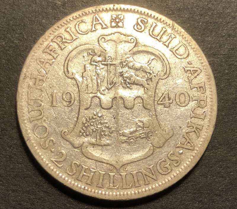 1940 SA Union 2 shilling (florin) silver coin