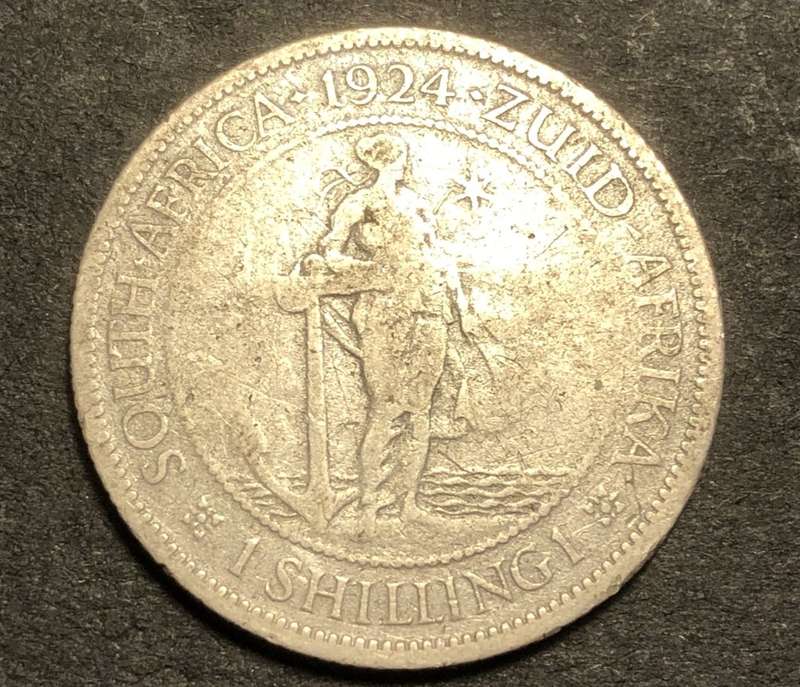 Scarce 1924 SA Union 1 shilling silver coin