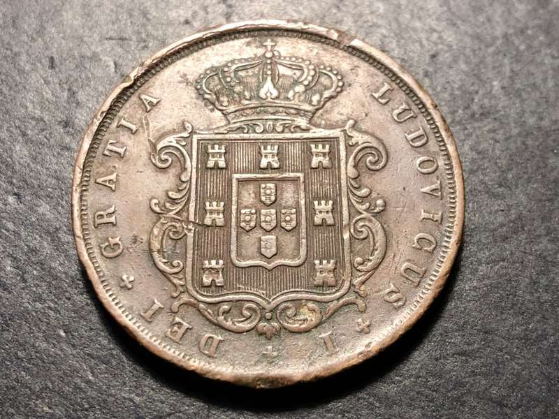 Very nice Large Crown-sized 1867 Portuguese 20 reis copper coin - Lower mintage