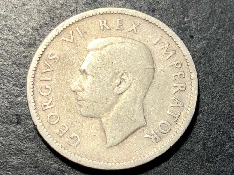 Scarcer 1944 Union of South Africa 1 shilling silver coin