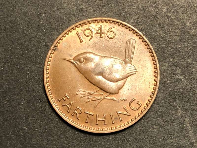 Brilliant UNC 1946 British farthing (1/4 penny) coin