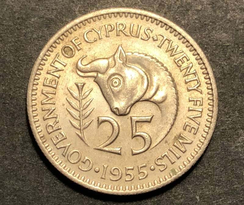 Excellent 1955 25 Mils coin from Cyprus