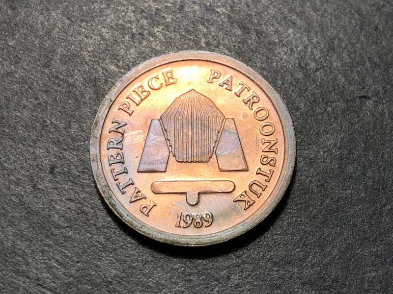 Scarce 1989 South African Pattern 5 cents coin - Large G reverse