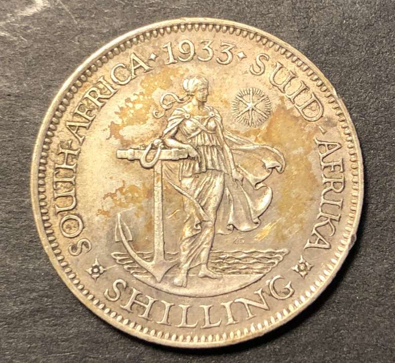 Nice 1933 SA Union 1 shilling silver coin