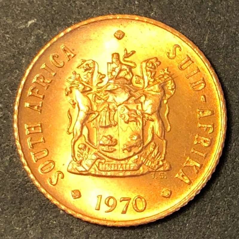 Brilliant Fiery UNC 1970 RSA 1/2 cent coin