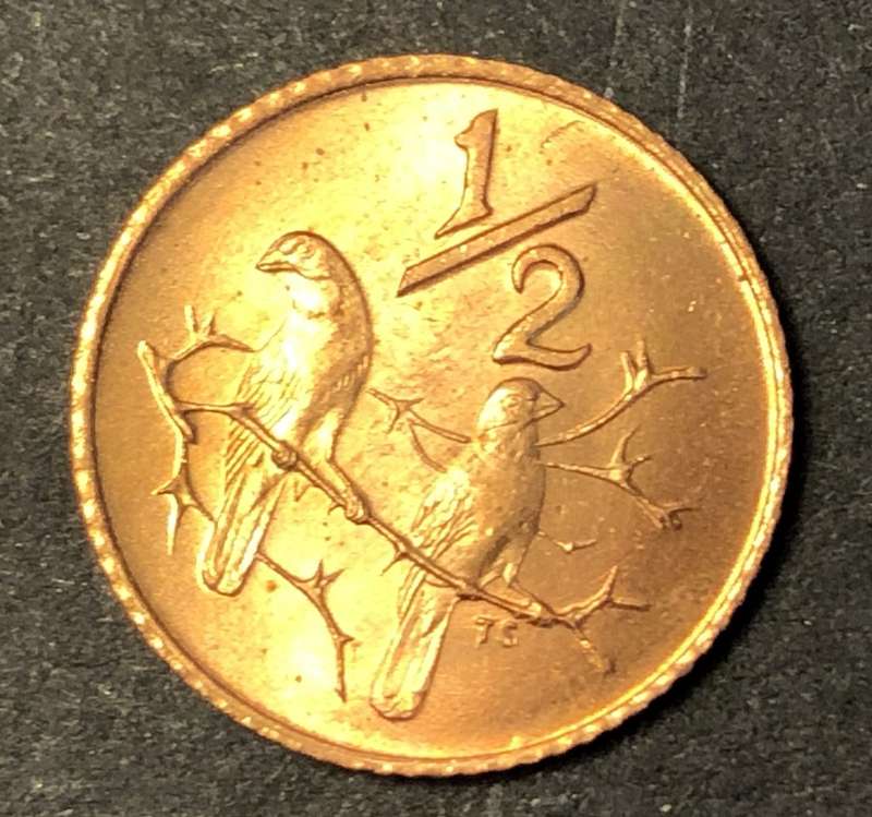 Brilliant Fiery UNC 1970 RSA 1/2 cent coin