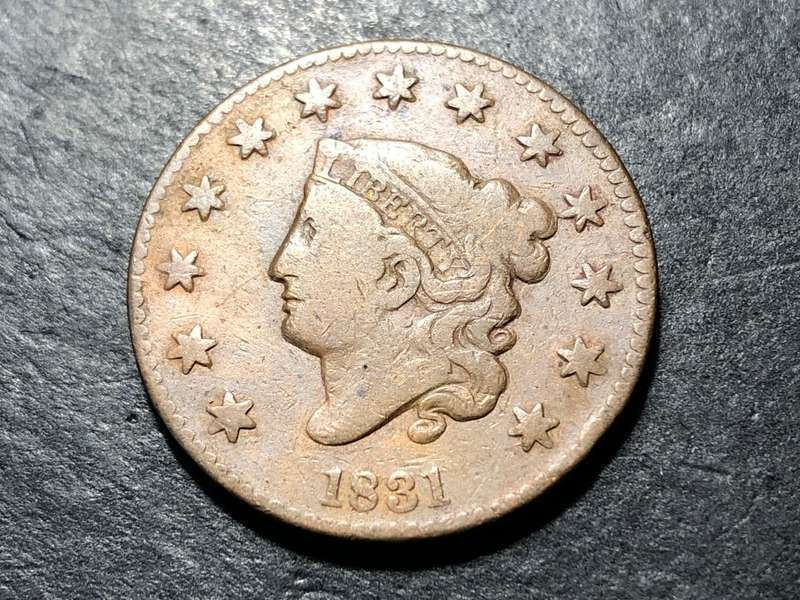 SCARCE 1831 USA Large 1 cent coin