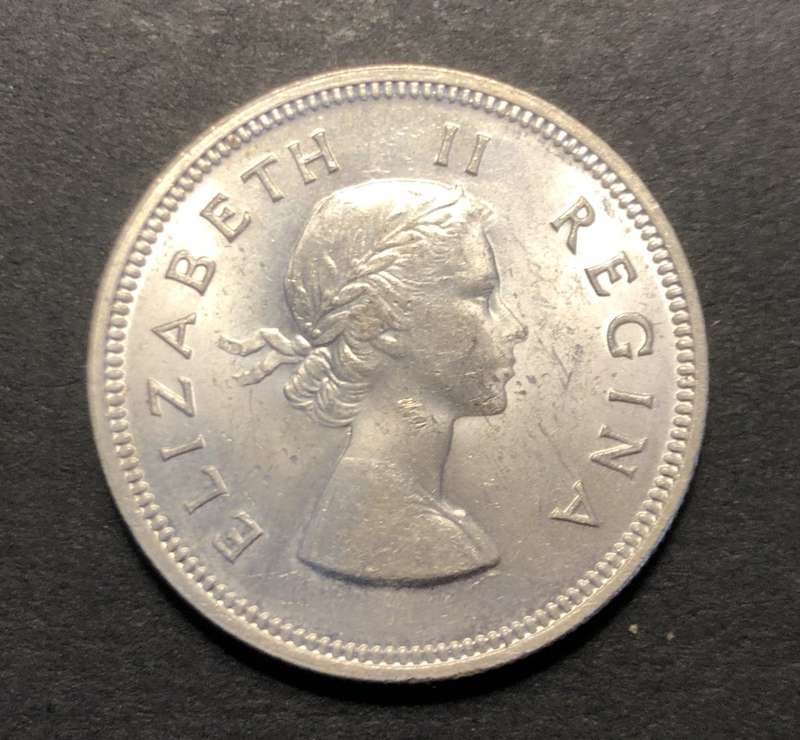 Brilliant AU+/UNC 1953 SA Union Silver 2 Shilling coin