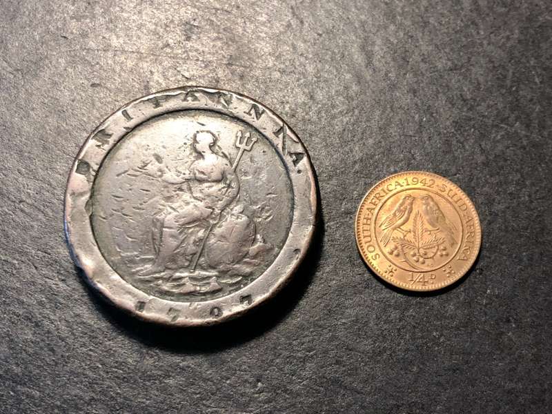 Scarce 1797 British Cartwheel 2 penny large copper coin - Some damage