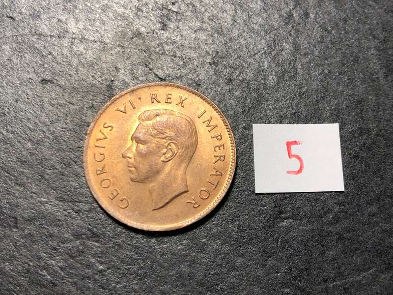 Excellent AU+/UNC 1942 Bronze 1/4 penny coin - Red colour variety - Lot 5 of 6