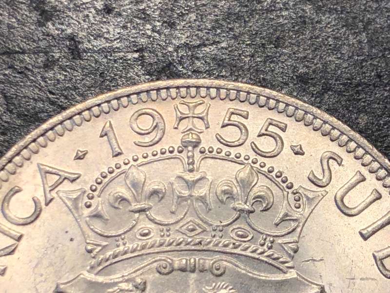 Gem Uncirculated 1955 Union of South Africa 2 1/2 shilling silver coin