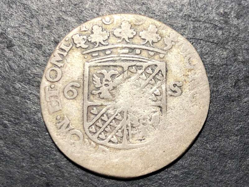 Scarce 1690s Silver `Rijderschelling` or 6 stuivers coin - Dutch Republic