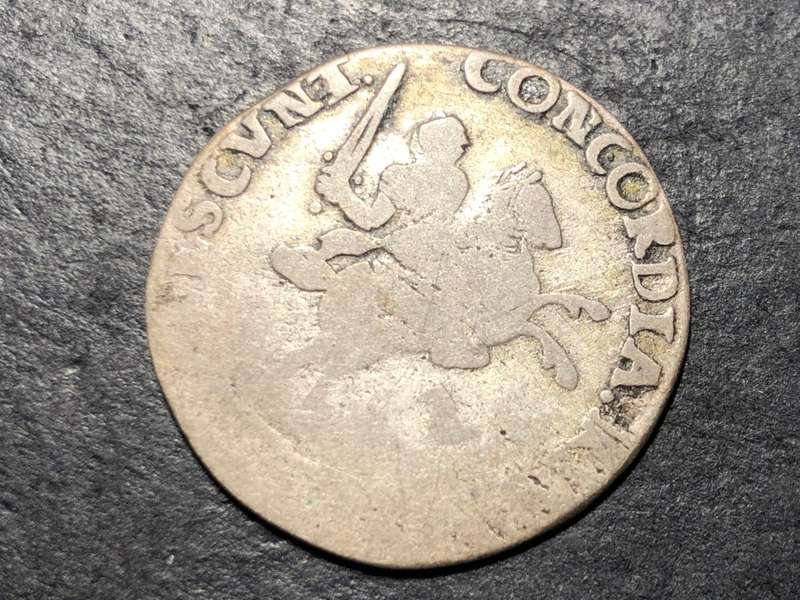 Scarce 1690s Silver `Rijderschelling` or 6 stuivers coin - Dutch Republic