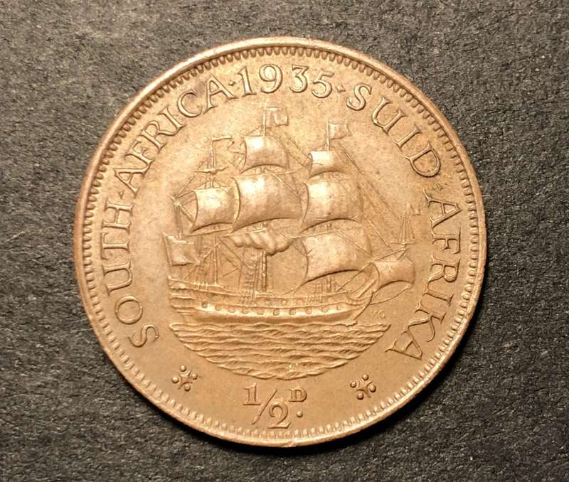 Rare UNC 1935 SA Union ½ penny coin - High Catalogue value